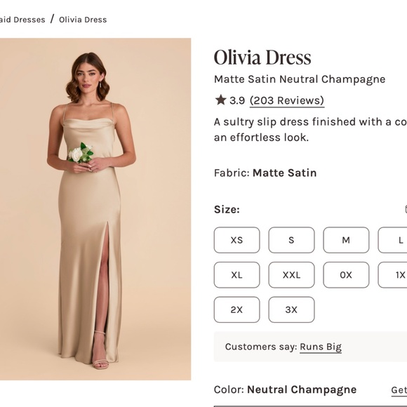 Birdy Grey Matte Satin Champagne Dress - Picture 1 of 5